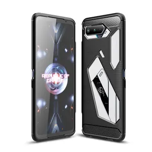 Soft TPU Case Carbon Fiber Mobile Phone Back Cover For Asus Rog Phone 5 Rog Phone 2 ZB634KL X cover 5