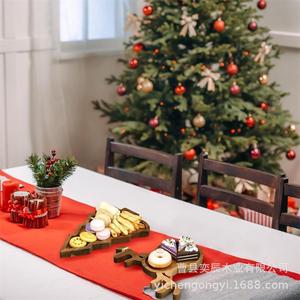 Christmas Wooden Reindeer <b>Tray</b> Pine Tree Shape Serving Platter For <b>Snacks</b> Family Gatherings Festive Decor - Product Image 4