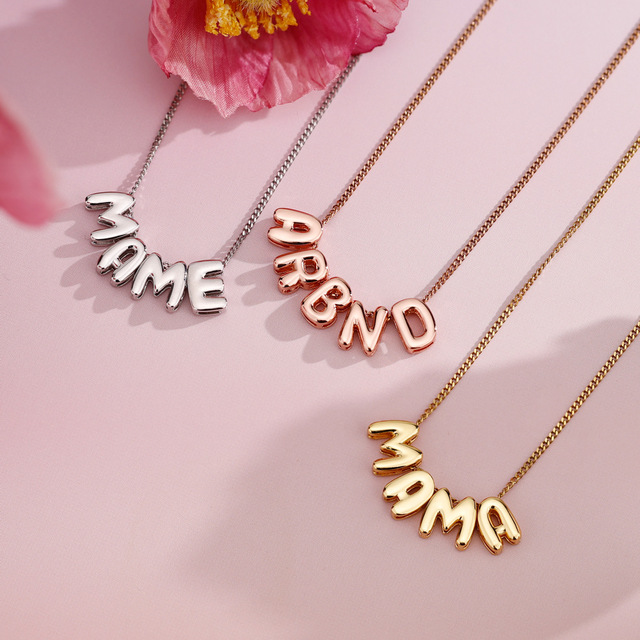 Fashion Jewelry New Custom Balloon Bubble Letter Name Necklace for Women