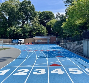 Athletic <span class=keywords><strong>Tartan</strong></span> Rubber Running Track Material de pasarela de PU sintético en China Top Sports Surface System Manufacturer - Product Image 1