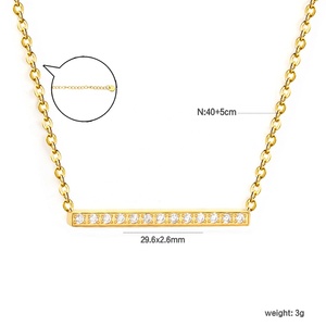 Nuevo Collar de Cadena con Baño de Oro PVD de 18k, Estilo Moderno con Barra de Diamantes Pavé, Joyería de Acero Inoxidable con Circonitas - Product Image 2