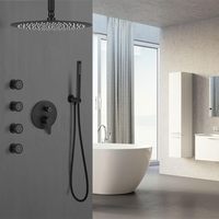 Ensemble de robinetterie de douche encastrée personnalisable, avec pommeau de douche pluie 10 pouces et jets latéraux avec vanne, haute pression, vente en gros