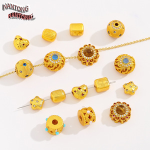 NANTONG Cuentas espaciadoras de aleación chapadas en oro antiguo de tamaño mediano para accesorios de joyería DIY - Product Image 2