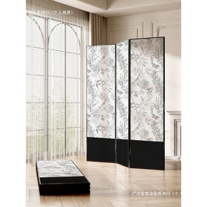 Modern Minimalist French Style Folding <b>Screen</b> <b>Partition</b> With Floral Print For Living Room Bedroom Entryway Decoration - Product Image 2