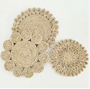 Manteles Individuales Tejidos a Mano con Pelo de Maíz, Forma de Flor, Aislantes para Mesa, Tapetes para Tazas, Manteles Individuales Estilo Occidental, Directo de Fábrica - Product Image 2