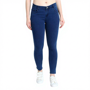 Wholesale Women's Sweet High Waist Dark Wash Elastic Waist <b>Denim</b> Jeans - Product Image 1