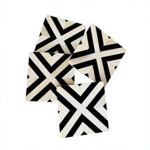 Ensemble de dessous-de-verre classiques en os incrusté, motif zigzag bleu, antidérapants, faits à la main, écologiques, lavables, épaisseur 5 mm, diamètre > 600 mm - Product Image 5