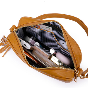 Groothandel Custom Dames Baby Blauw Roze Pu Lederen Schoudertas Gitaar Strap Crossbody Tas Met Kwastje - Product Image 5