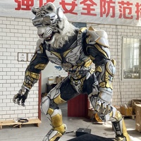 Sculpture de tigre blanc futuriste en armure, modèle d'animal méca animatronique grandeur nature pour spectacle commercial et décoration d'événements