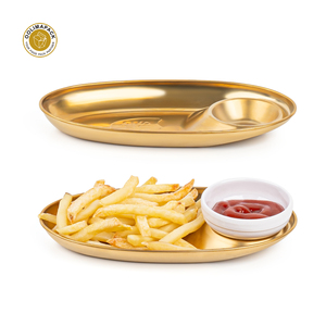 OOLIMAPACK Plateau à frites en acier inoxydable à un niveau de haute qualité en métal doré/argenté pour restauration rapide Restaurant Cuisine - Product Image 2