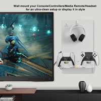Soporte de Pared Metálico Multifuncional y Estable con Estación de Carga e Indicador LED de Carga para Consola Playstation 5 (Edición con Disco y Digital)
