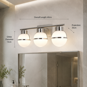 Modern Indoor Decorative <b>Wall</b> Sconce Stainless Steel Color Glass Globe E27 3 <b>Light</b> Home Hotel Mirror Front Use - Product Image 3