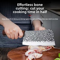 Couteau à découper la viande professionnel de chef, en acier inoxydable forgé à la main, lame de 190 mm, style rétro, noirâtre