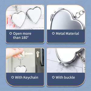 Tùy Chỉnh Mini Trái Tim Hình Bầu Dục Kim Loại Túi Cá Nhân Kích Thước Nhỏ Cầm Tay Mỹ Phẩm Keyring Trang Điểm Gương - Product Image 3