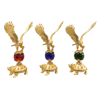Ornements en métal de collection artisanale de style chinois antique, tortue dorée, saphir, émeraude, aigle doré, vert, bleu, rouge, boule, décoration, cadeau