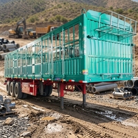 JINFENG Nouvelle semi-remorque à double plateau en acier de 60 tonnes, 3 essieux, 15 m, à ridelles hautes automatiques pour bétail, pneus 12R22.5, usage intensif