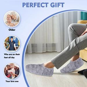 Pantuflas Elásticas de Felpa Suave con Bolsas de Calor Extraíbles, Calentador de <span class=keywords><strong>Pies</strong></span> para <span class=keywords><strong>Microondas</strong></span>, Almohadilla Térmica para el Dolor Menstrual - Product Image 5