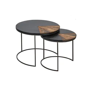 नॉर्डिक आकार देहाती लकड़ी चाय की मेज सही फर्नीचर कॉफी टेबल ग्लास शीर्ष
