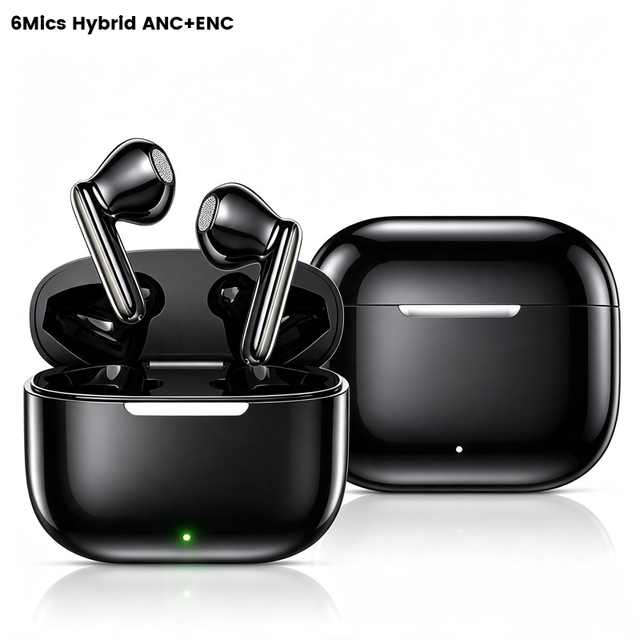 J11 TWS BT 5.4 Earbuds ANC Active Noise Cancelling Wireless Headphones 6 Microphones ENC Calling Anti-wind Noise Earphones