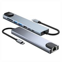Hub USB Type-C 8-in-1 dengan Pengisian Daya PD 4K HDTV, 2 Port USB, Pembaca Kartu SD & TF, RJ45 LAN - Tersedia