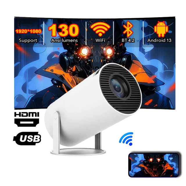 HY300 Pro Smart Mini Portable Projector Hot Sell Android 13 Proyector 1920*1080 Wifi Outdoor LED Small Mobile Phone Projectors