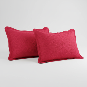Juego de Cubrecama Acolchado Floral <span class=keywords><strong>Reversible</strong></span> Rojo y Rosa, Cubrecama Moderno de Microfibra Ultra Suave con Borde Festoneado y Fundas de Almohada, Estilo Hotel - Product Image 3