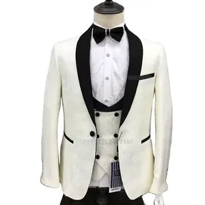 High quality Men's suit wedding three-piece high-end dark-grained business formal suit spring blazer + vest+pant 2024 new