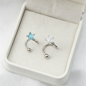 Pendientes de Joyería Fina Antideslustre, Tipo Stud, Diseño de Estrella Espiral, Inspirado en Diseñadores, <span class=keywords><strong>Piercing</strong></span> para Labio y <span class=keywords><strong>Frenillo</strong></span> Lingual - Product Image 4