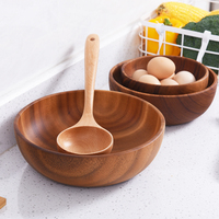 Saladier en bois d'acacia écologique ensemble classique rustique artisanat couvercle personnalisé durable coréen nouilles fête bols Carton