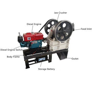 Concasseur à mâchoires portable pour déchets de béton avec moteur AC et engrenages, haute efficacité, faible consommation d'énergie, capacité max. 150 t/h - Product Image 5