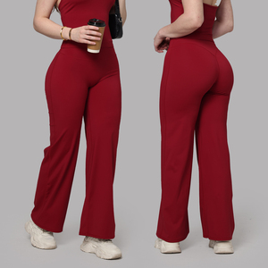 Pantalon de <span class=keywords><strong>yoga</strong></span> et de fitness respirant pour femme, coupe large, taille haute et effet push-up. - Product Image 1