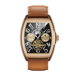 Reloj inteligente de aleación de lujo con correa de cuero Reloj inteligente de muñeca para hombres Mujeres Bluetooth AI Asistente de llamada de <span class=keywords><strong>voz</strong></span> de moda - Product Image 6