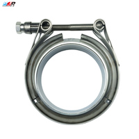 BJR Auto Parts Collier de serrage en V pour tuyau d'échappement en acier inoxydable argenté, largeur réglable 2" 2.5" 3", pour embout de silencieux