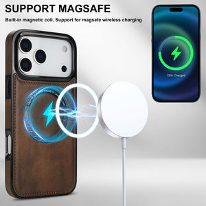 <span class=keywords><strong>Coque</strong></span> de téléphone en cuir magnétique pour Iphone 17 Pro Max 16 Pro Advanced Sense Retro PU Leather Phone Back Cover Shell - Product Image 6