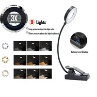 Slingifts Reading Light with Magnifying Glass Clip on Book Light 2 in 1 Magnifying Dimmable Brightness Flexible Gooseneck MGTU