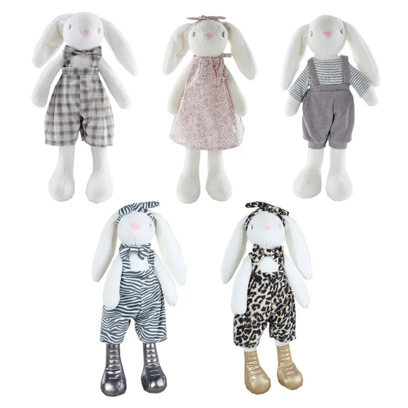 RTS Kinder Schöne Plüsch Bunny Toy Cute Baby Geschenk gestrickte Kaninchen puppe mit Rock Princess Kleid