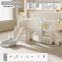Équipement d'aire de jeux pour enfants intérieur/extérieur Maison de jeu d'escalade intérieure en PE Ensemble de toboggans en plastique pour tout-petits Cerceau de basket-ball pour la maison