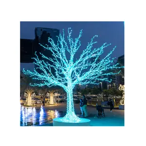 Décoration extérieure illuminée personnalisée grand arbre d'hiver à branches sèches artificielles led