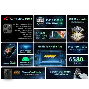 Blackview BV5300 <span class=keywords><strong>Pro</strong></span>, Teléfono Inteligente Resistente al Agua IP68, P35, 4GB 64GB, Cámara de 13MP, Batería de 6580mAh - Product Image 4