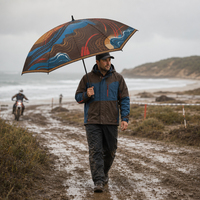 Parapluie de golf tout-terrain, imprimé vague rétro, motifs variés, coupe-vent, grand parapluie de golf, conception personnalisée, vente en gros OEM ODM