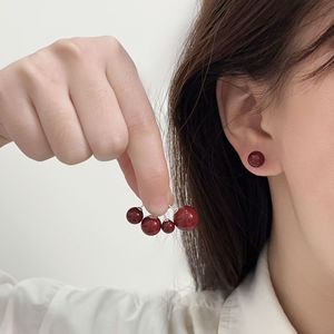 S925 Sterling <b>Silver</b> <b>Stud</b> Earrings Cherry Red 6mm 8mm 10mm 12mm Anchor Design Everyday Wear - Product Image 1