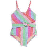 Maillot de bain bikini personnalisé pour tout-petits et adolescents Ditsy Maillot de bain une pièce léopard cintré taille haute à rayures pastel