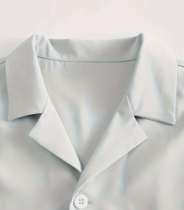 Özel logo erkekler's eşofman rahat gevşek artı boyutu kısa kollu düğme gömlek şort 2 adet Jogger takım rahat kısa erkekler için Set - Product Image 3