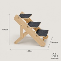 Escalier pour animaux de compagnie en bois, 3 marches, marches antidérapantes en tapis, cadre en bois naturel, bords arrondis, pour petits chiens et chats