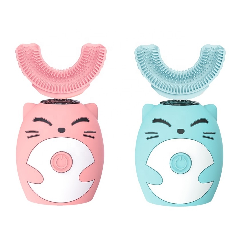 Портативная умная звуковая детская U-образная зубная щетка 360 градусов Водонепроницаемая электрическая зубная щетка для детей