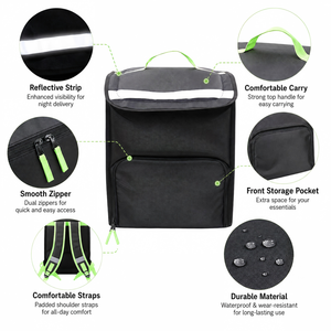 Sac à dos isotherme pour livraison de nourriture 1680D Oxford, imperméable, avec bande réfléchissante pour moto, scooter, Uber Eats - Product Image 2