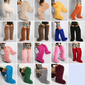 Botas de Piel Sintética por Encima de la Rodilla para Mujer, Estilo Mongol, Y2K, Peludas, para Mardi Gras, Mambo - Product Image 3