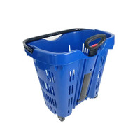 Grand panier à provisions en plastique PP de 45L avec roues Panier à main portable et durable pour supermarché et épicerie