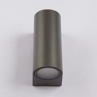 Applique murale extérieure/intérieure en aluminium noir IP65 étanche, éclairage haut/bas réglable, LED GU10 dimmable, diffuseur en verre trempé