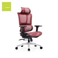Fauteuil de bureau pivotant confortable en gros, chaise de bureau ergonomique moderne de luxe en tissu maillé rouge avec fonction bascule